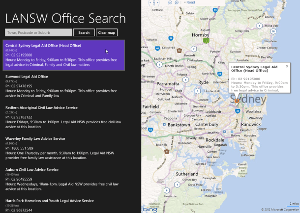 Legal Aid NSW Window8 App